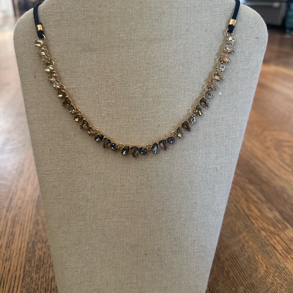 Stella and Dot Gold, Black and Jeweled Women's Necklace